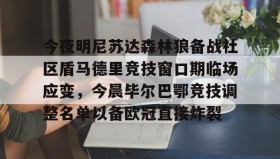 乐动官网-今夜明尼苏达森林狼备战社区盾马德里竞技窗口期临场应变，今晨毕尔巴鄂竞技调整名单以备欧冠直接炸裂的简单介绍